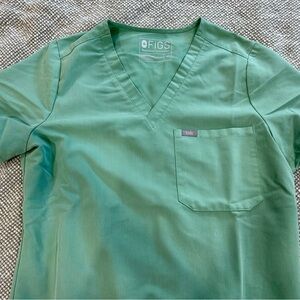 Figs Mint Green V-Neck Scrub Top